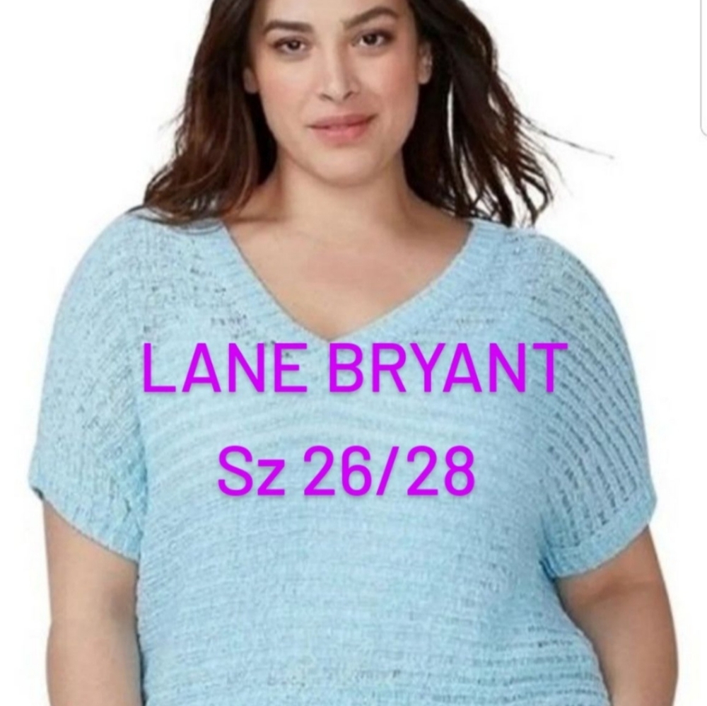 NWOT LANE BRYANT Light Blue Short Sleeve Blouse- Sz 26/28